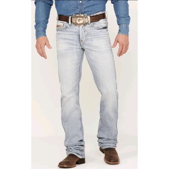 RANK 45 Men's Ringo Light Wash Stackable Straight Boot Performance Jean Size 34* - Picture 1 of 9